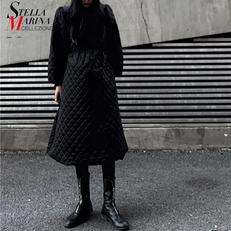 Новинка 2019 корейский стиль женское однотонное Черное длинное платье длинный