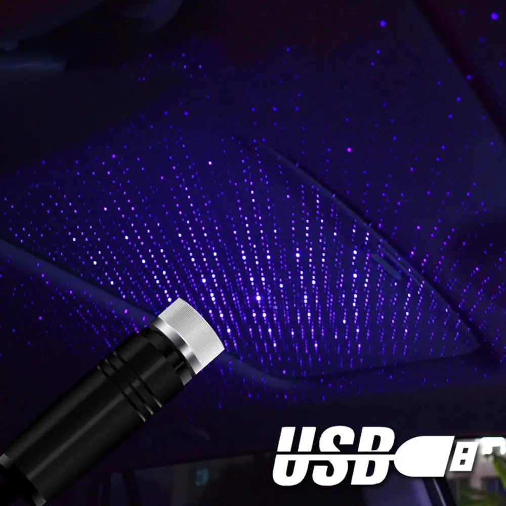 Luz láser de estrellas para decoración Interior de coche, lámpara de proyección, Gypsophila luz de ambiente Usb