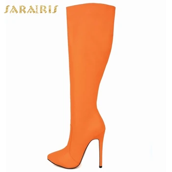 

SARAIRIS Large Size 42 High Quality Fetish Boots Woman Shoes Sexy Thin High Heels Autumn Winter Party Boots Ladies Footwear