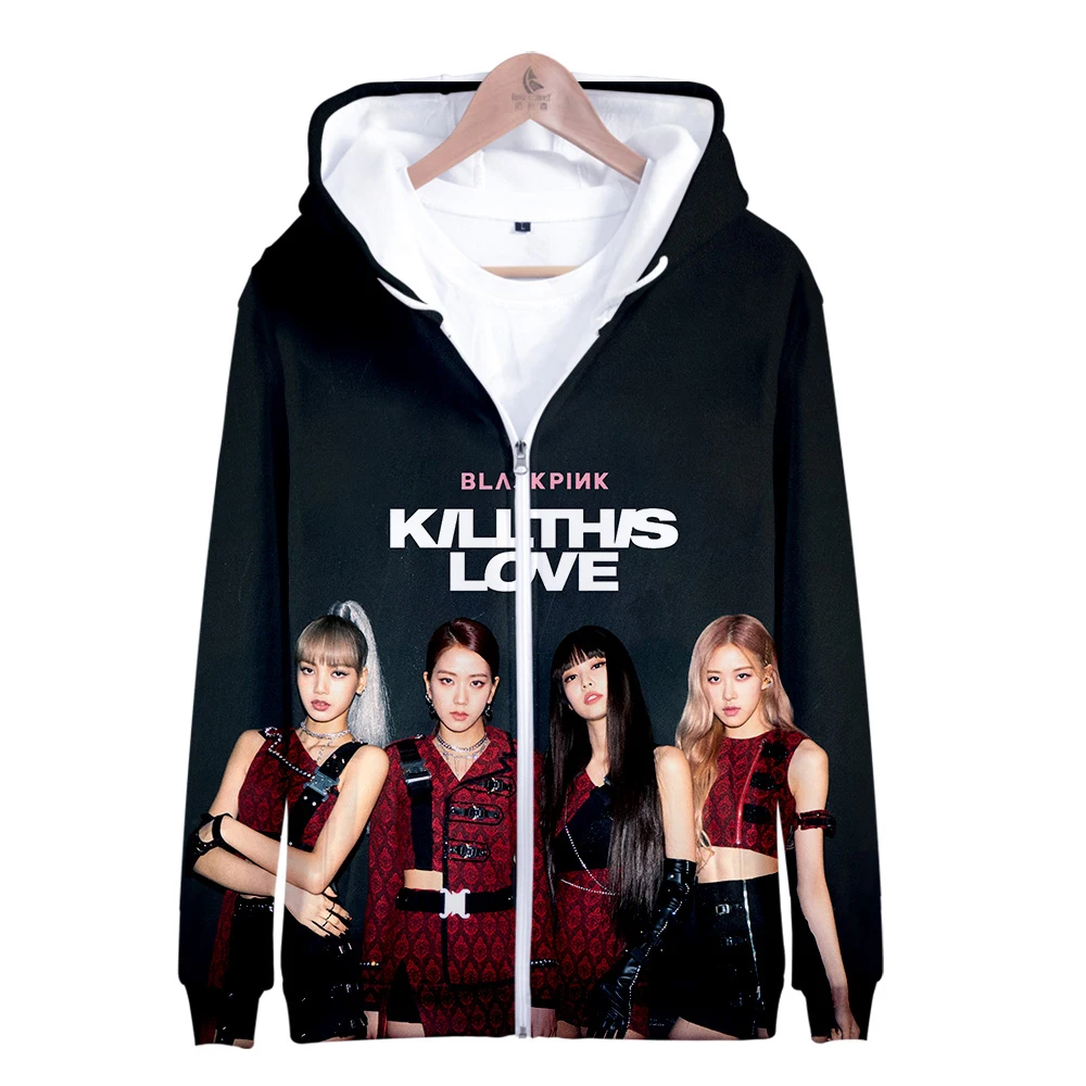 BLACKPINK 3D толстовки на молнии для женщин молния Корея популярная Толстовка Новый стиль Мода balckpink толстовка одежда