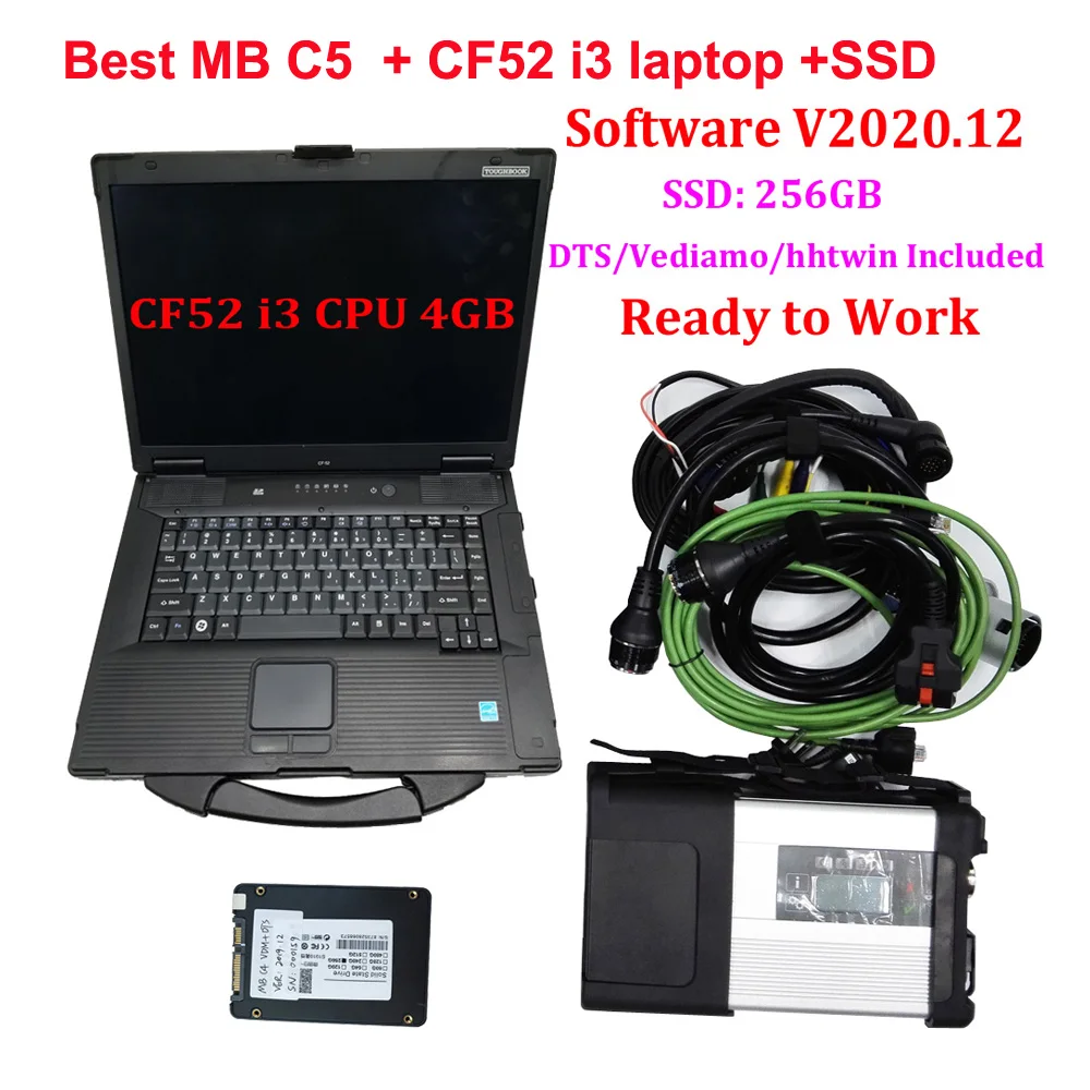Best Quality MB Star C5 SD Connect with CF52 i3 CPU 4GB Laptop Newest V2020.12 SSD Diagnostic Tool Work Directly | Автомобили и