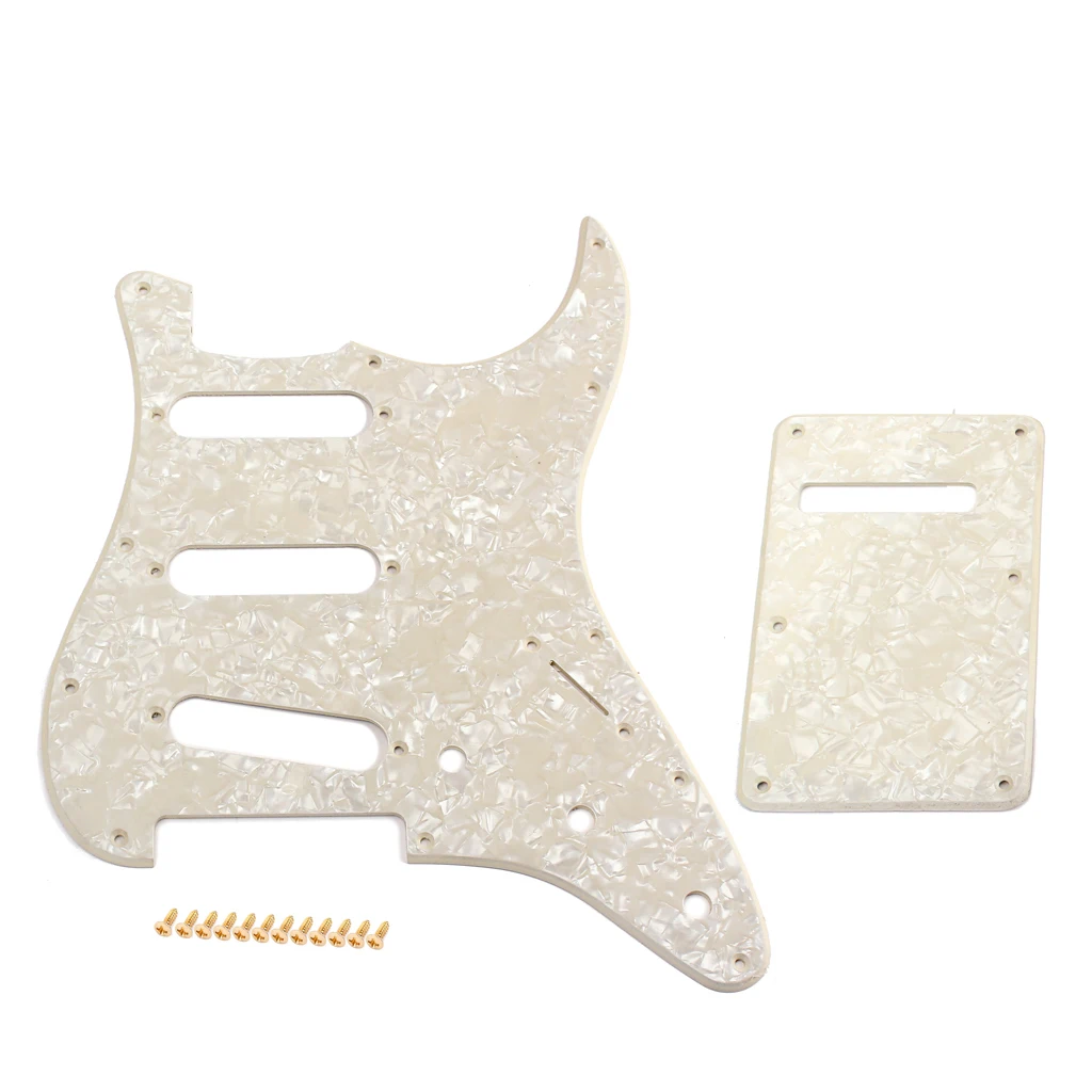 Polished 1 Set PVC Plastic SSS Electric Guitar Replacement Pickguard Anti-scratch Plate Cream