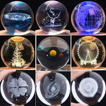 

80mm Crystal Ball Carved Beautiful 3D Custom Pattern Birthday Gift Decoration To Send Friends To Send Children
