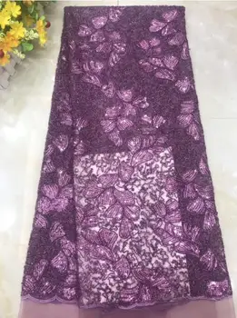 

Cyndi-11.9515 embroidered Mesh Tulle fabric Factory price sequins Nigerian lace fabrics