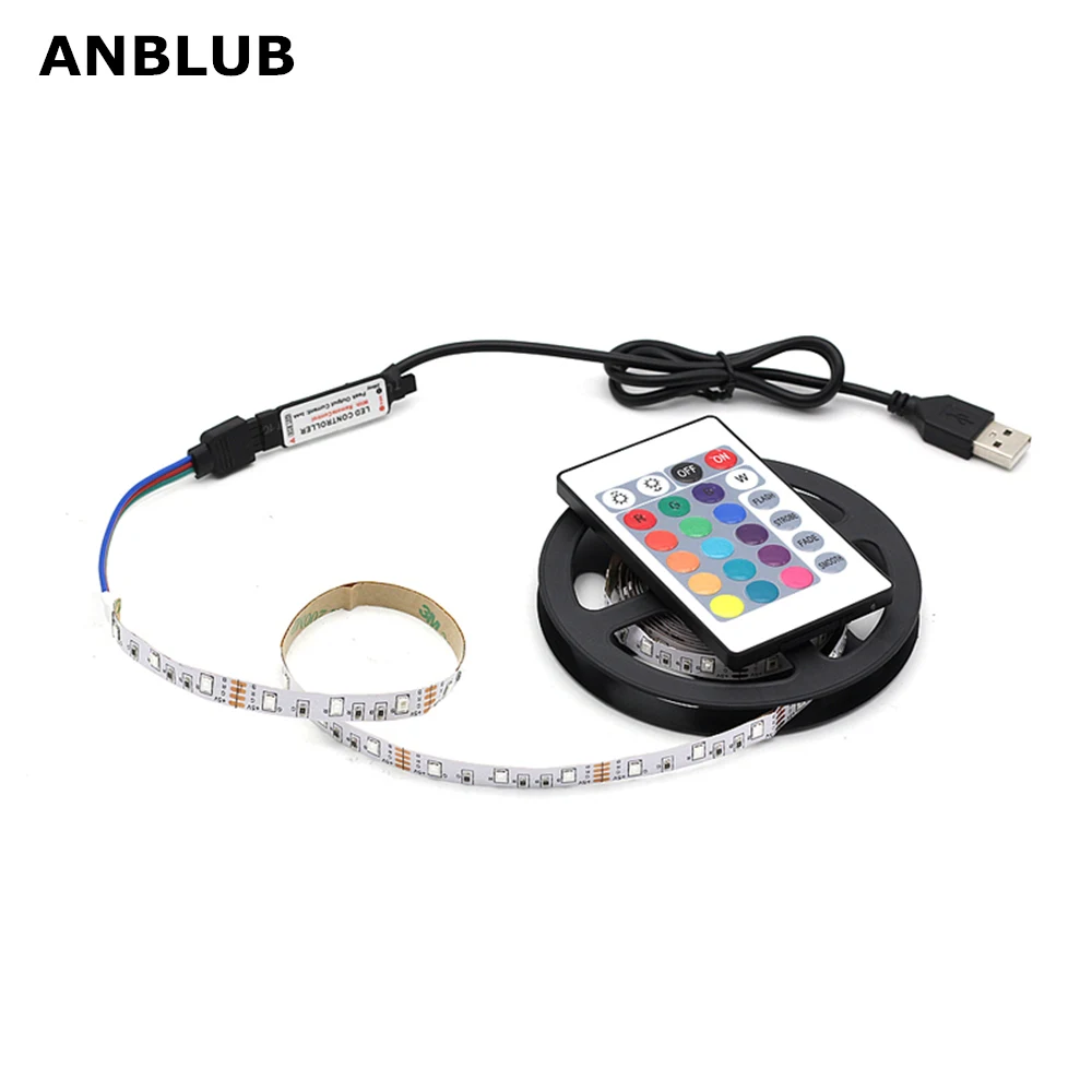 ANBLUB 1 м 2 м 3M 4M 5 м USB Светодиодная лента RGB лампа 2835 SMD DC5V гибкий светильник лента HD ТВ Настольный экран тыловая подсветка