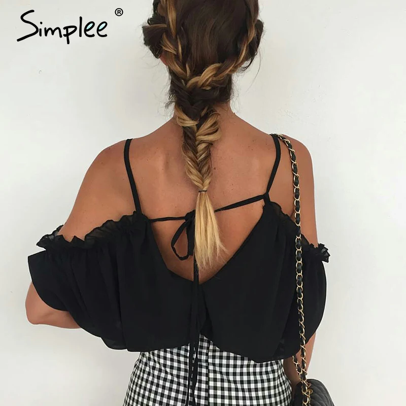 Женская пляжная блузка Simplee женские летние топы 2019 с глубоким треугольным