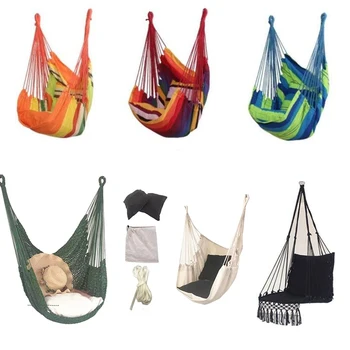 

The Single-person Hammock Camp Orange Furniture Hanging Chair Swing Can Choose Wooden Stand and Pillows Bedroom Furniture