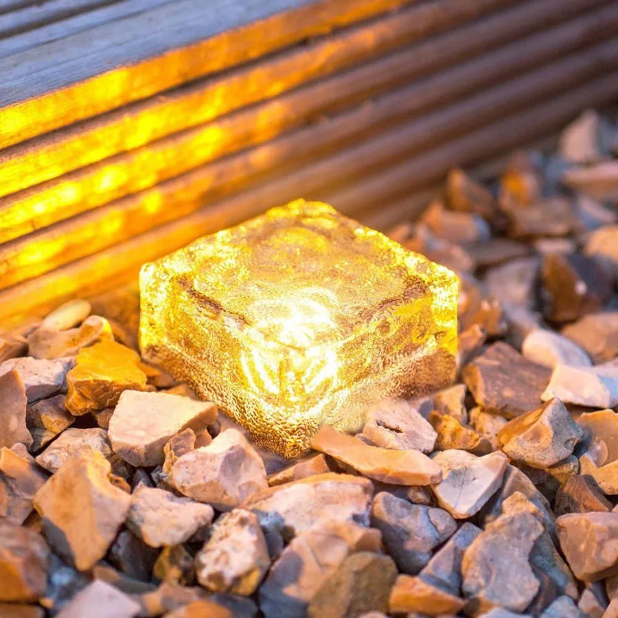 Thrisdar Solar Glass Brick Light Ice Cube LED Garden Backyard Pathway Landscape Lamp For Patio Outdoor Path Road | Лампы и освещение