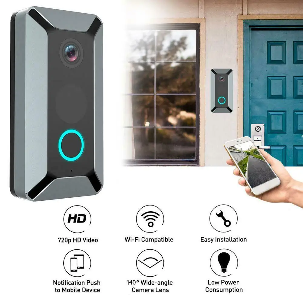

Black Silver Universal Hot Seliing Wireless Smart WiFi DoorBell Support IR Video Ring Camera Intercom Home Security Door Bell