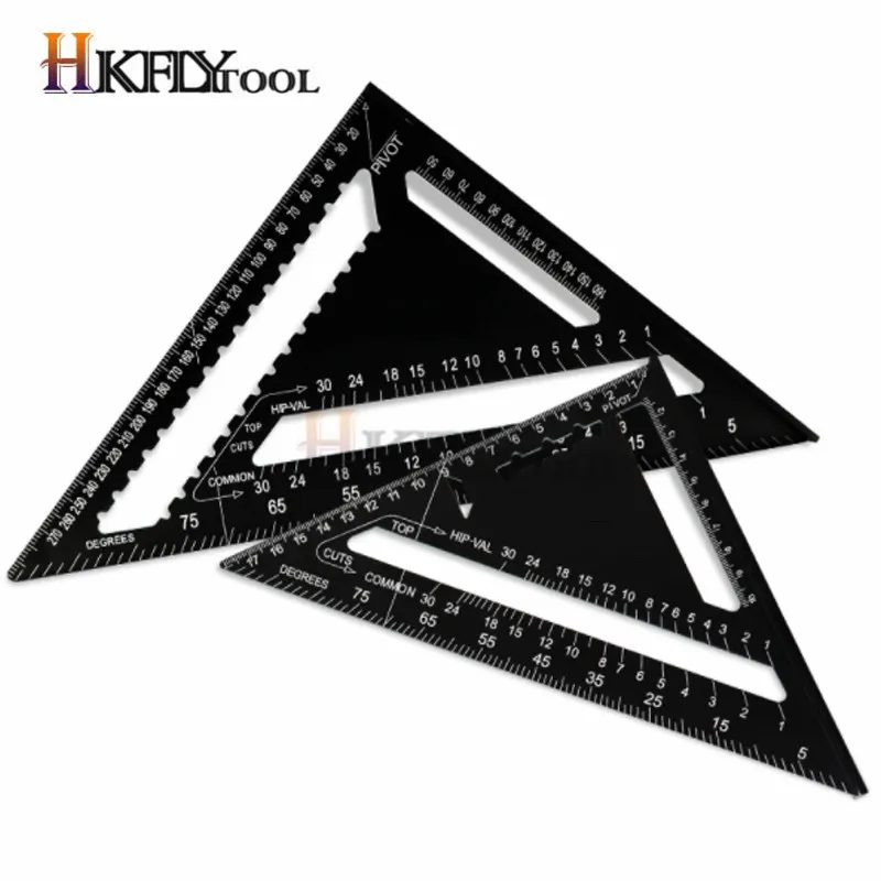 Angle Ruler 7/12 inch Metric Aluminum Alloy Triangle Measuring Ruler Woodwork Speed Square Angle Protractor Measuring Tool
