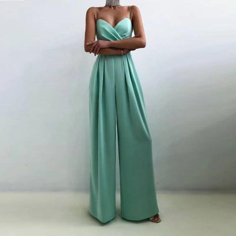 Fashion Sexy V-neck   2023 Summer Straps Wide Leg Jumpsuits Jump Suits for Women Elegant