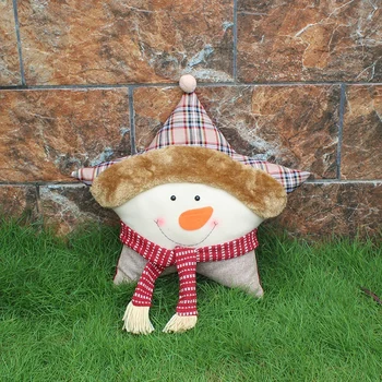 

Pillow Christmas Non-woven Santa Claus Five-pointed Star Pillows Decorative Cushion Home Sofa Decoration Gift CN