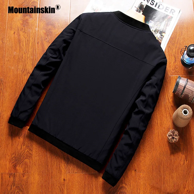 Mountainskin, мужская бейсбольная куртка с воротником, мужская повседневная осенняя куртка, Модная приталенная куртка, большие размеры M~ 8XL, брендовая одежда, SA755