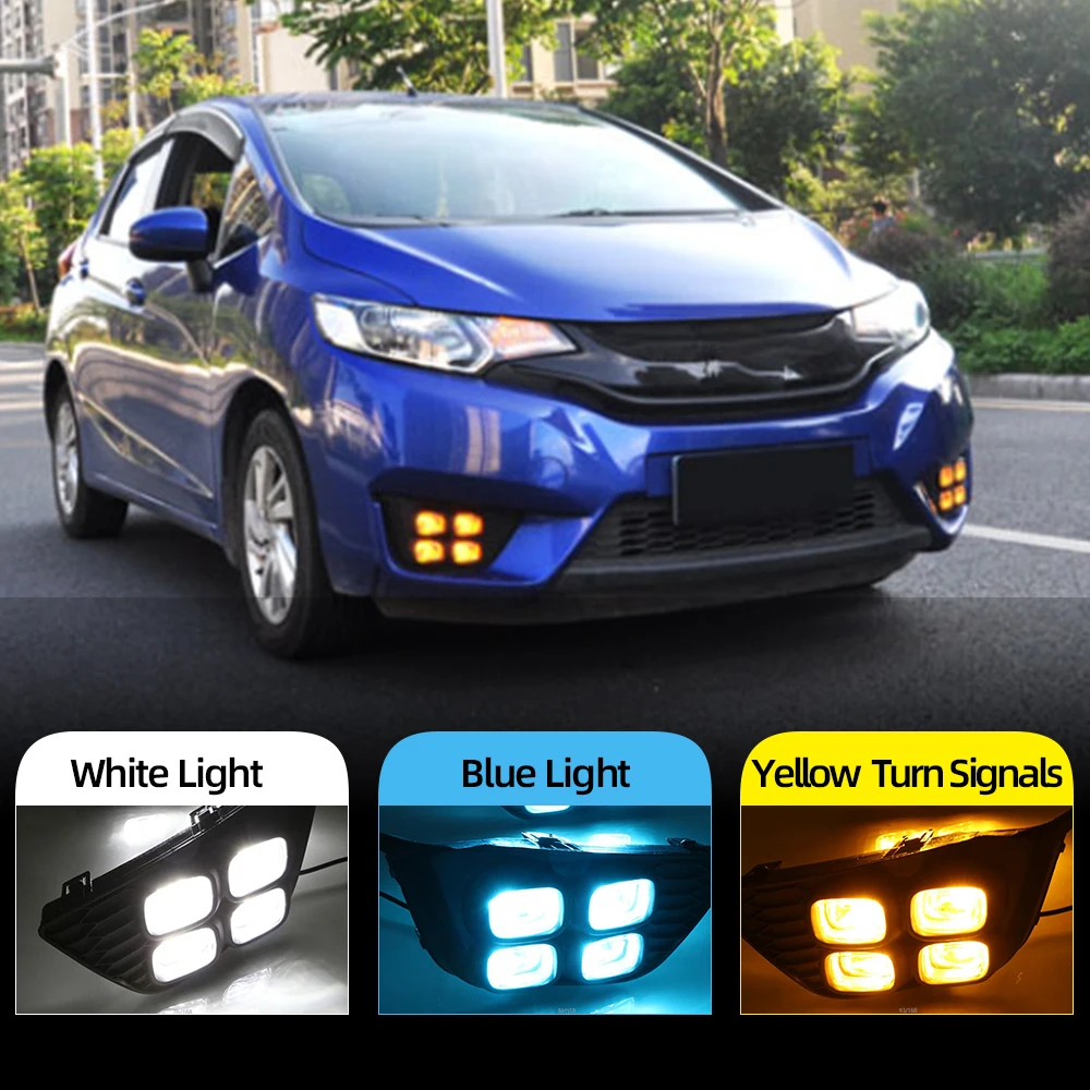 Автомобильные мигающие дневные ходовые огни для Honda jazz fit 2014 2015 2016 светодиодные