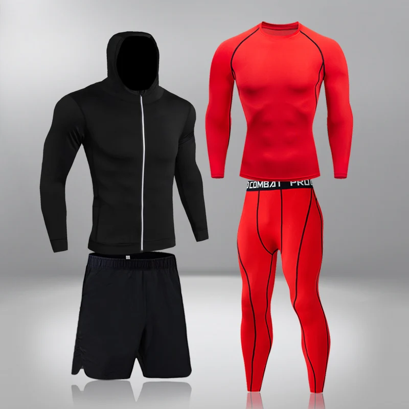 mens tracksuit set Mens MMA Compression Warm Suit Tracksuit Sports Suits Jogging Running Set Rashguard Gym Clothing Men Fitness Workout Tight mens linen short sets