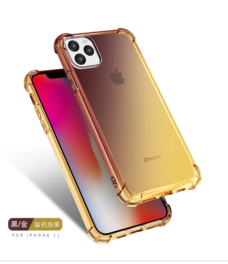 100x для iPhone 11 XI 5,8 чехол мягкий TPU бампер градиент Цвет Противоударная задняя крышка для iPhone 11 XI Xs Pro Max 8 7 6S Plus