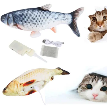 

Moving Fish Toys Catnip for Cat Realistic Plush Fish Stuffed Pillow Chew Bite Toy Kitten Fish Flop Cat Wagging Fish Toy Catnip