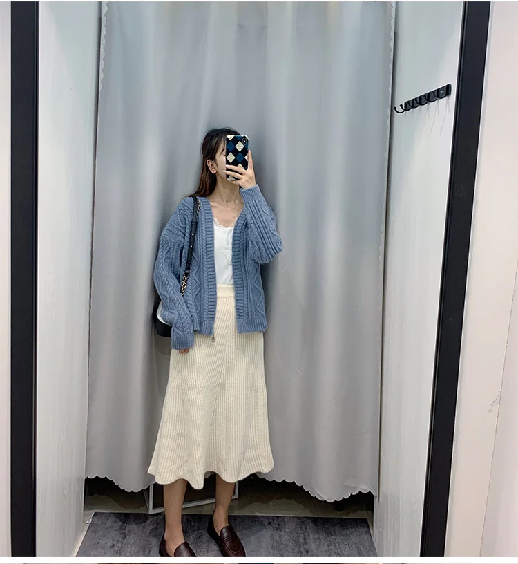 Women Sweater With A Hood New Arrival Autumn And Winter Loose Zipper Female Knitted Cardigan Korean Style Hot Sale A11