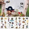 Cartoon Pirates Temporary Tattoo Pirate Ship Parrot Children Body Sticker 10pcs/set Disposable Gift For Kids