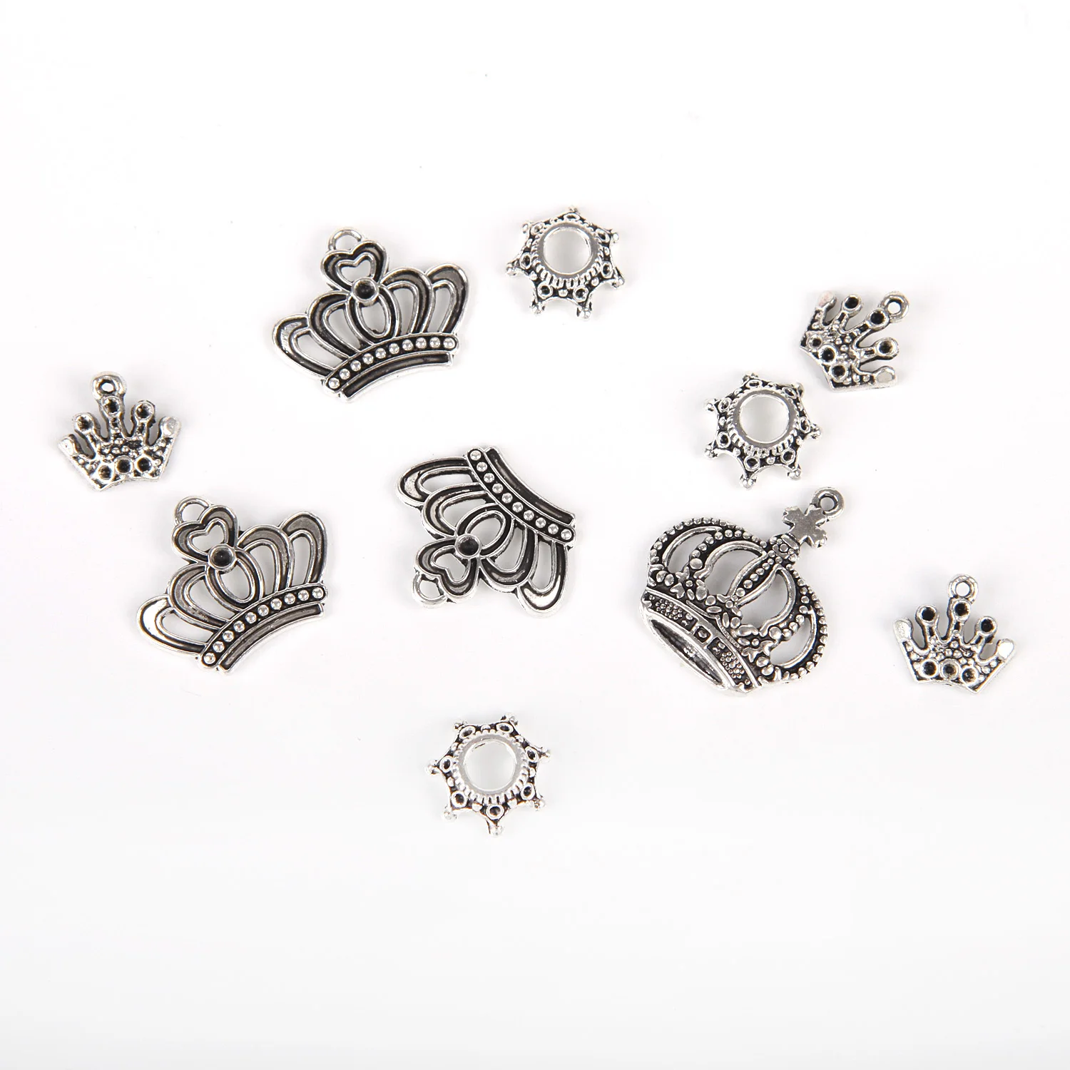 50 шт тибетские серебряные смешанные стили принцесса Корона Бусины Подвески DIY ювелирные изделия для ожерелья Аксессуары для изготовления браслетов