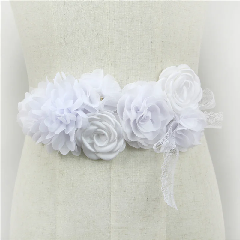 Pink Chiffon Flower Waistband Handmade Beaded Floral Maternity Belt Wedding Dress Sash Accessories for Women bridal waistband bridal dress decoration