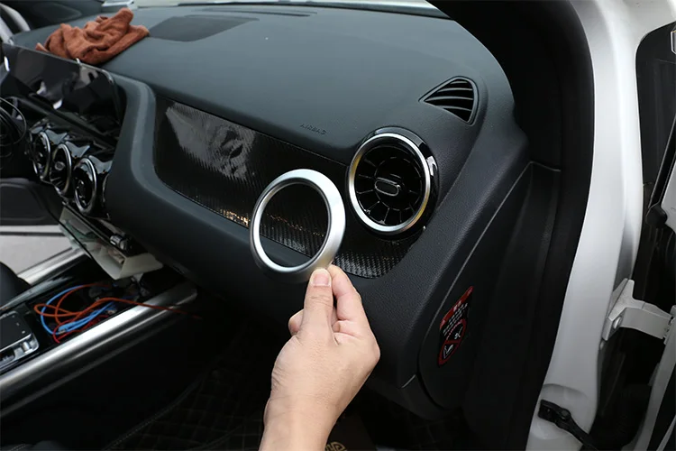 QCYSTBTG para Mercedes Benz B GLB Clase W247 X247 B200 2019-2020 ABS Cromado//Anillo de Salida de Aire Lateral de Fibra de Carbono Accesorios de Coche Interior