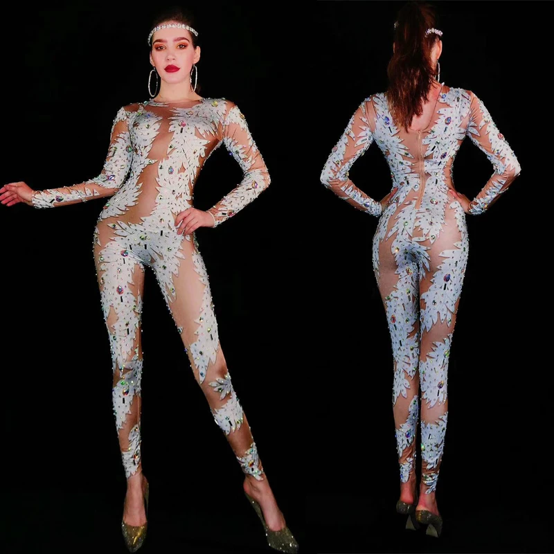 Сексуальное боди, стразы, комбинезон с принтом, для ночного клуба, для диджеев, для костюмированной вечеринки, для дня рождения, выпускного, для сцены, DQS3243