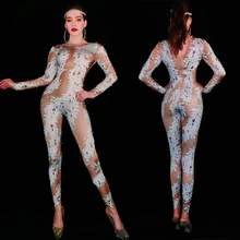 Сексуальное боди, стразы, комбинезон с принтом, для ночного клуба, для диджеев, для костюмированной вечеринки, для дня рождения, выпускного, для сцены, DQS3243