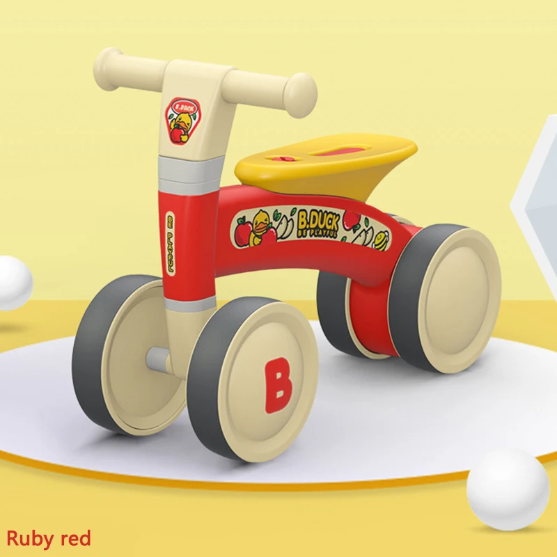 Baby Balance Bike Kid No Pedals 4 Wheels Cycle Riding Toy Infant Indoor Outdoor Learning Walker Push Scooter Gift for 1-3 Years