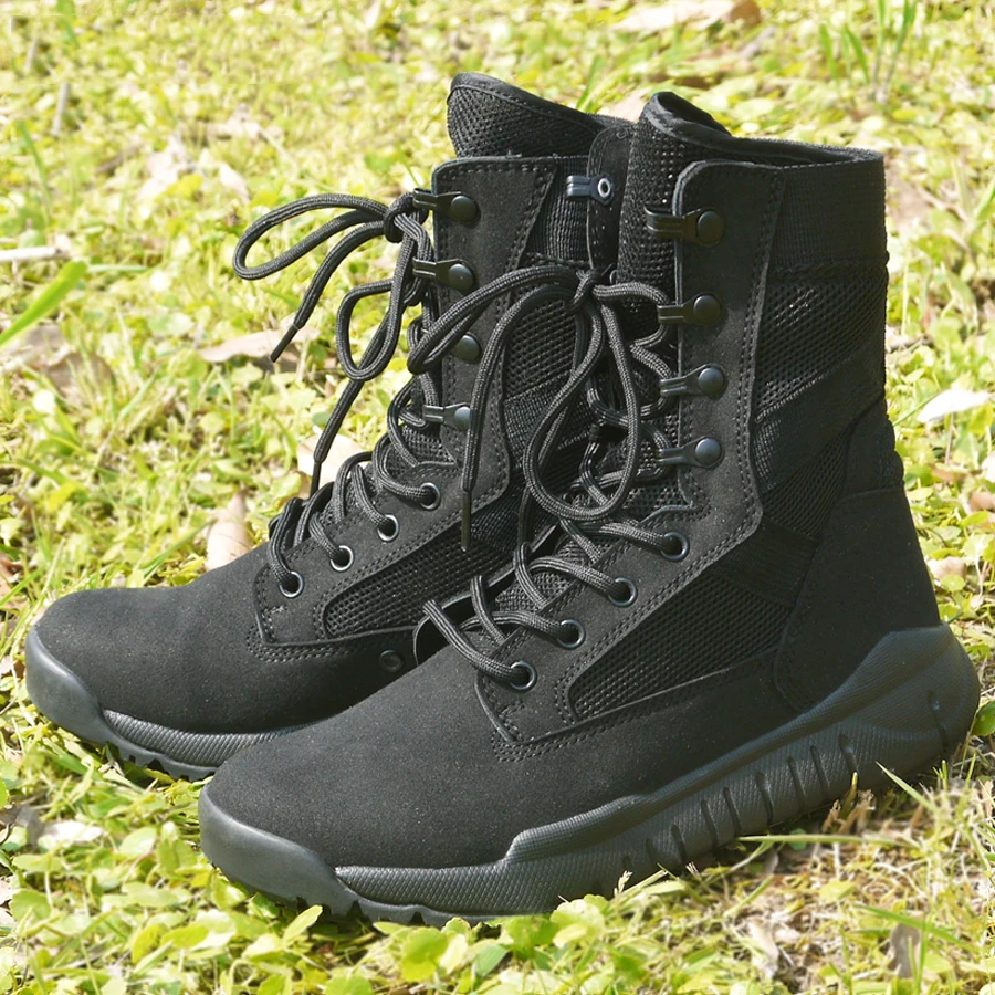 

Lightweight Summer Combat Boot Men Climbing Training Tactical Boots Outdoor Hiking Breathable Mesh Army Shoes