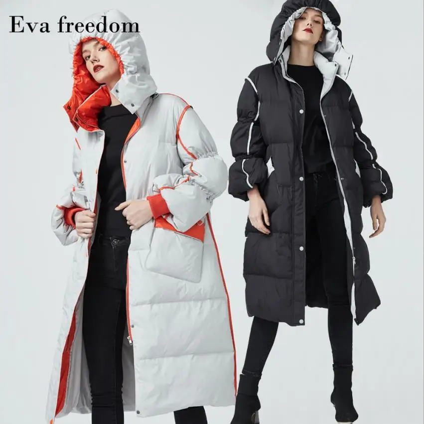 Подходит для-30 пуховых пальто, зимнее плотное теплое пальто на 90% белом утином пуху, женское длинное теплое пуховое пальто с капюшоном, хит цвета, F628