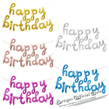 

16inch Rose Gold Happy Birthday letter balloons Lowercase letters handwriting style letters ballons birthday party decor globals