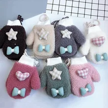 Зимние перчатки, кашемировые детские варежки со звездами, толстые теплые уличные Перчатки, варежки