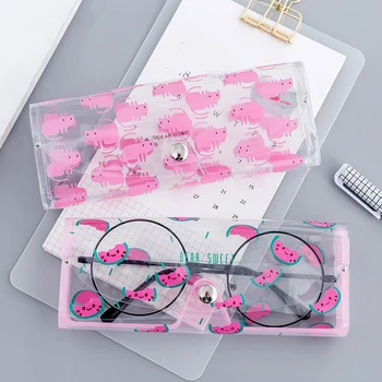 

Cartoon Cute Travel Women Transparent PVC Eye Glasses Box Bag Case Protection Holder Carry Box Eyewear Accessories