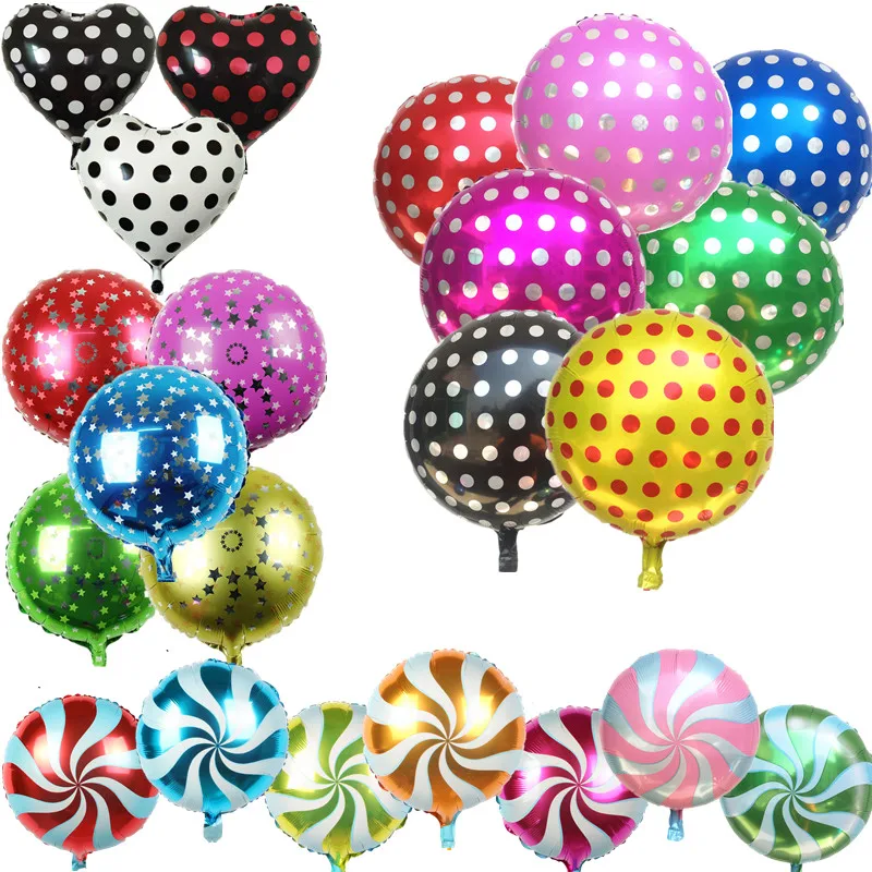 

XXYYZZ 5pcs dot five-pointed star lollipop aluminum foil inflatable balloon candy balloon suitable for wedding birthday children