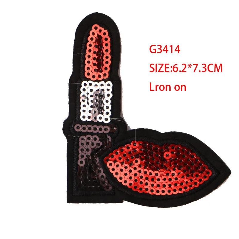 G3414 Мультфильм патч красная помада, губы блестки значок вышитые Аппликация Патчи для DIY железные значки-наклейки на рюкзак, одежда - Цвет: G3414
