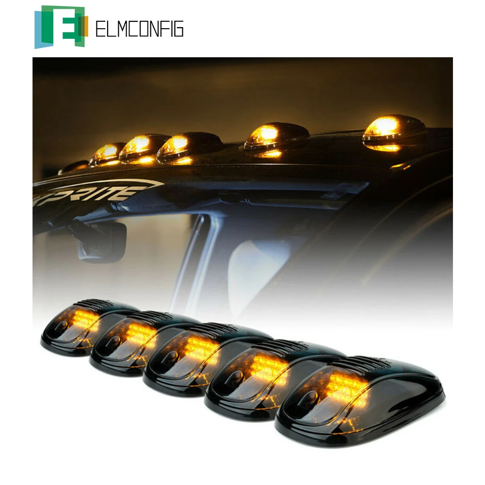 10 Pc Set Smoked Lens Yellow Amber Led Cab Roof Top Running Lights 