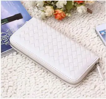 

Wechat Business Spring Fashion And Personality Trend Hand-woven Lattice Soft Surface Long Handbag Women's Wallet