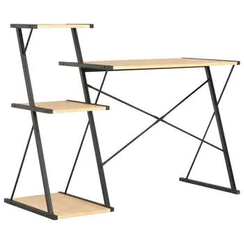 

[ES Warehouse] Desk with oak and black bookshelf 116x50x93 cm