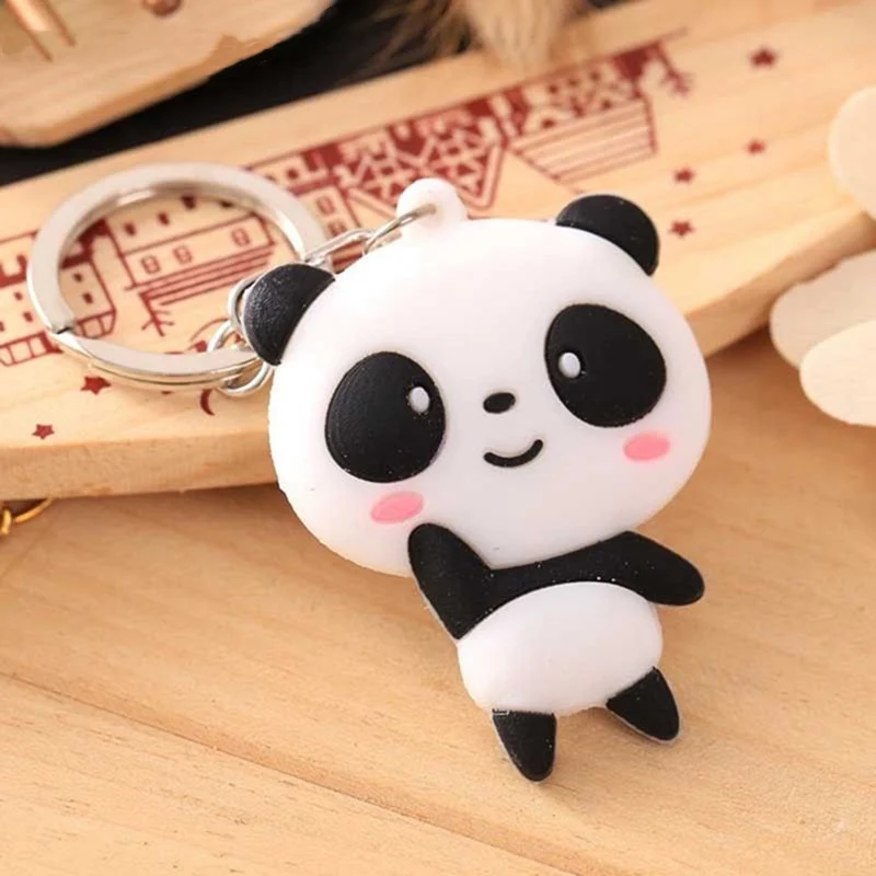 Милый мультфильм панда брелок силиконовые брелоки для женщин 3D животные