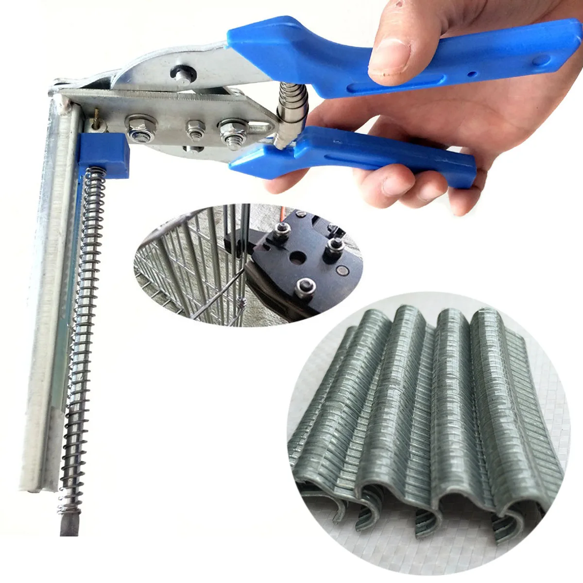 DWZ 600pcs M Clips Staples Chicken Mesh Cage Wire Fencing & Hog Ring Plier Tool