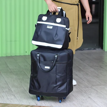 

HOT Fashion travel Women travel Handbag wheels girl trolley bags large capacity Boarding bag Travel Rolling Luggage Suitcase Bag