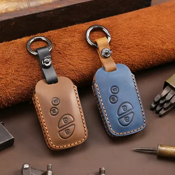 

Genuine Leather Key Fob Case Cover For Lexus IS250 ES240 ES350 RX270 RX350 RX300 4 Buttons Remote Keyless Holder Car Accessories