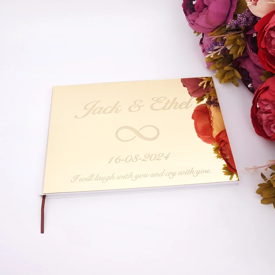 Свадебные подписи Гостевая книга персонализированные пользовательские Выгравированные имя и Дата акриловое зеркало вечерние сувениры