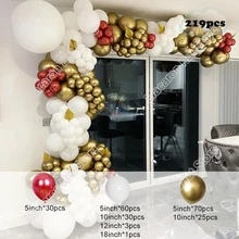 

219pcs Chrome Red Wedding Birthday Party Backdrop Baby Shower DIY Balloons Arch White Holidays Decoration Supplies Garland Kits