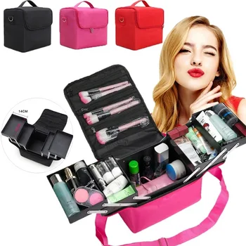 

Portable Makeup Organizer Cosmetic Case Professional Makeup Artist Cosmetic Case Travel Large Capacity Storage Bag Suitcase