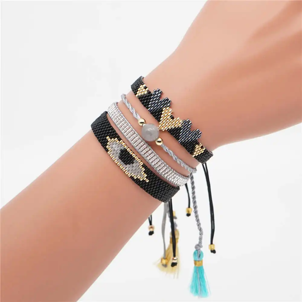 Go2boho браслет evil eye MIYUKI сердце браслет для женщин Miyuki Joyeria ювелирные изделия Pulseras Mujer 2019 кисточкой ручной работы тканый станок