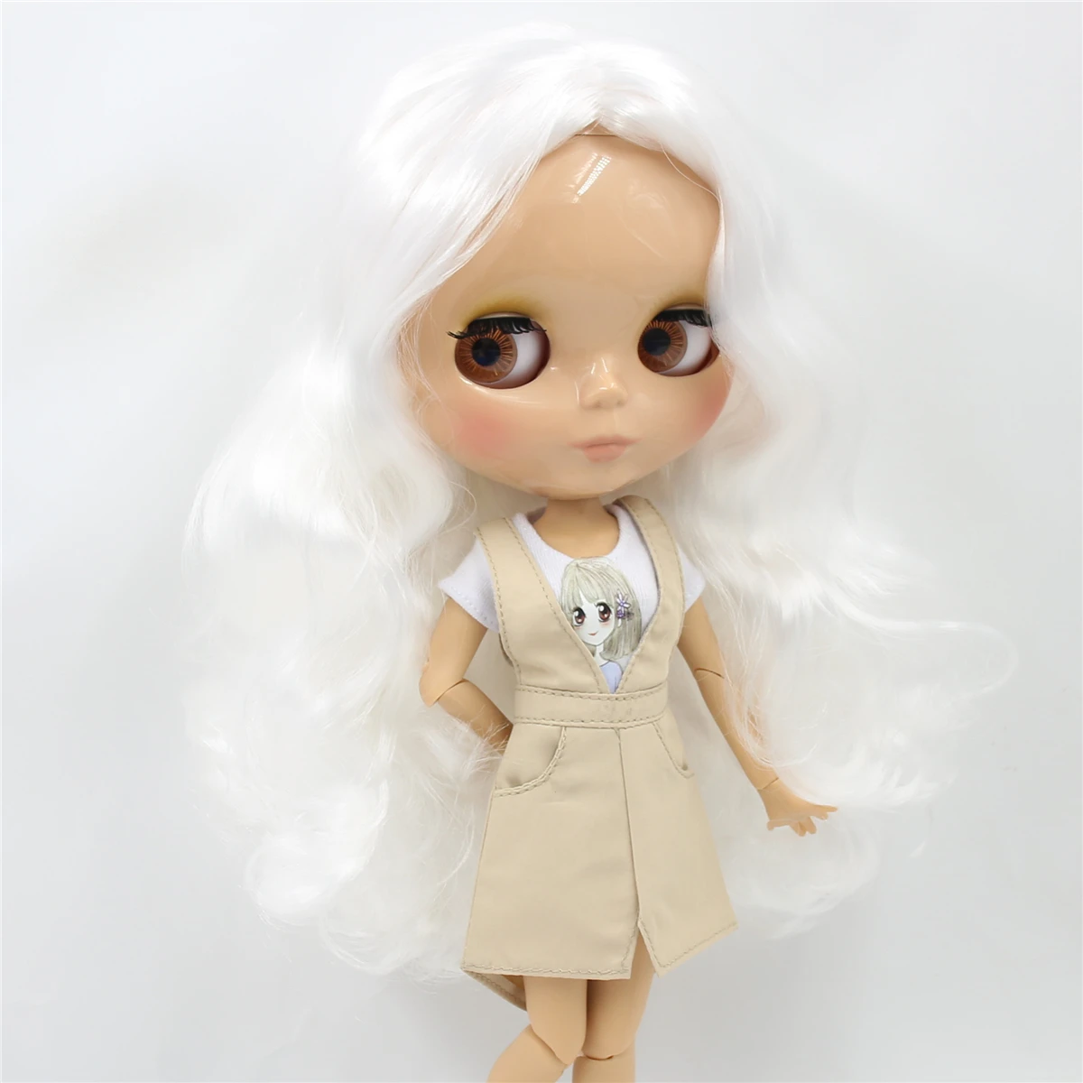 Ледяная фабрика blyth кукла загар кожа сустава тела bjd белые волосы 1/6 игрушка 30 см
