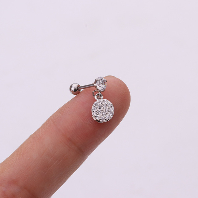 Stainless Steel CZ Cartilage Earring Heart Shaped Flowers Safety Pin Helix Tragus Conch Screw Stud Ear Piercing Jewelry