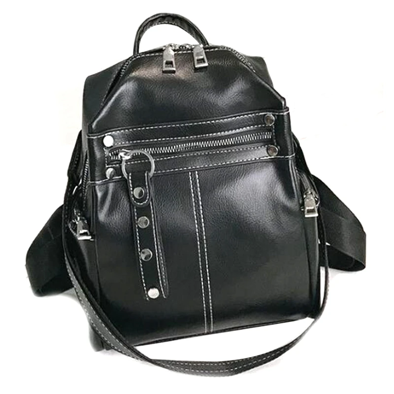 

Retro Ladies Backpack Pu Leather Shoulder Bag Simple Casual School Bag